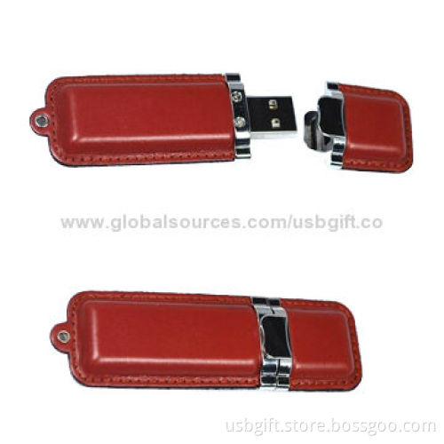 Leather USB Flash Memory, 8GB Capacity, Promotional Gift